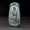 Jade Hetian de Xinjiang Zafiro Verde Torre Primera Calidad Material Fino Cuatro Brazos Guanyin Colgante de Paisaje para Hombres y Mujeres Colgante de Jade