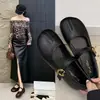 Sapatos rasos de bico quadrado estilo francês para mulheres, sapatos baixos, nova coleção primavera/outono 2026, mocassins pretos chiques e elegantes