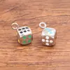 Colgante de Dados Sólidos de 2 Colores 10x11 mm, Dijes de Esmalte, Accesorio de Joyería de Acero Inoxidable, Accesorio para Collar y Pulsera
