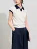 LyocellSancai 2026 Verano Nueva Camisa Polo de Punto Lino Top Camiseta de Manga Corta para Mujer 96633