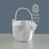 Cesta de Flores para Boda Transfronteriza Cesta de Flores para Dama de Flores de Boda Esparcir Perlas Linda Cesta de Flores Suministros de Boda al por Mayor Blanco