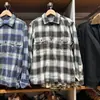 Camisa Masculina Japonesa Outono/Inverno Nova com Dois Bolsos Xadrez Casual Moda Versátil Camisa/Camisa de Manga Longa 486615