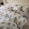 Juego de cuatro piezas de ropa de cama de algodón puro clase A engrosado y cepillado, funda nórdica nórdica de algodón 100% para otoño e invierno, juego de tres piezas de sábana encimera, sábana bajera.
