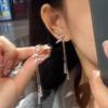 Pendientes de perlas Maillard para otoño e invierno, nuevos pendientes elegantes de lunares polares para mujer, de dos piezas, ligeros, lujosos y avanzados.