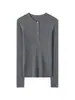 Suéter de Lana Henry de Media Botonadura Estilo 60s Tejido Fino Alta Densidad Delicado Simple Versátil Top Otoño/Invierno Artículo de Alta Gama
