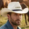Nuevo Sombrero de Cowboy de Moda Transfronterizo con Ala Enrollada, Sombrero Suave de Fieltro con Cinturón de Hebilla, Sombrero para el Sol, Sombrero de Protección Solar, Sombrero de Jazz