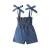Ropa Nueva para Niños para el Verano: Elegante Mameluco de Bebé con Tirantes de Hombro de Moño, Disponible para Mayorista