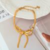 Collar de Acero Inoxidable con Lazo, Gama Alta, Sencillo, Versátil, Dulce Pulsera Geométrica de Acero de Titanio para Mujer