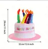 1 peça Chapéu de bolo de aniversário para o mesmo gênero com letras bordadas em rosa Chapéu de festa Feliz Aniversário