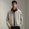 Jaqueta de retalhos xadrez retrô americana de alta qualidade para homens, novo estilo de outono, solta e simples, casaco casual com zíper