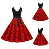 Fuente de fábrica 2021 Moda Patchwork Estampado de Lunares Sin Mangas Burnout Estampado de Lunares Fiesta Vestido de Baile