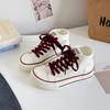 Tênis de Cano Alto de Lona Estilo Hong Kong Manga Head para Mulheres 2025 Outono Sola Grossa Sapatos Brancos Tênis Casuais de Cano Baixo Gd55
