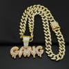 Marca de moda europea y americana GANG, colgante de hip hop con letras en inglés, collar de hip hop para hombre con diamantes, accesorios transfronterizos de AliExpress.