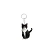 Llavero de Gato Esmoquin Blanco y Negro Acrílico Llavero de Mascota Decoración