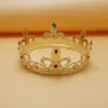 Coroa de Cabeça Circular Completa para Noiva Europeia e Americana Beleza Barroca Princesa de Concurso Cavaleiro Coroa Acessório Universal Cristal Redondo