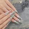 Nuevas Joyas de Arte de Uñas de Jade Guofeng Retro Antiguas Tridimensionales Hebilla de Bambú Ping An Imitación Verde Jade Accesorios para Usar Armadura