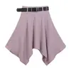 Saia Midi Irregular com Cinto Feiyuan para o Dia a Dia Primavera/Verão Cintura Alta Cor Sólida Saia de Verão com Acabamento de Luxo