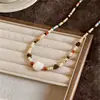 Colar redondo com contas de concha de dopamina, moda de nicho de alta qualidade, corrente simples para clavícula, acessório versátil de luxo leve para mulheres