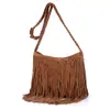 Nuevo Bolso de Hombro con Borlas Mate Transfronterizo 2025, Bolso Cruzado Retro de Cuero de Moda Europeo y Americano para Mujer