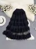 Falda de malla adelgazante de cintura alta AliExpress cintura elástica longitud media hasta la rodilla multicapa con volantes falda tipo pastel súper de hadas