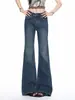 Roupas Femininas de Alta Qualidade Nanyou Jeans Micro Flare Feminino Estilo Primavera e Outono Lavado Retrô Não Apertado Solto Reto Perna Larga Calça Comprida