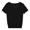 Oferta Especial Suéter de Tricô com Decote V Curto Camiseta de Manga Curta, Macio, Delicado, Respirável, Slim-Fit, Top para Usar por Baixo que Valoriza o Corpo para Mulheres