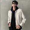 Chaqueta de cuero para hombre, nueva colección primavera/otoño 2026, marca de tendencia estilo americano, alta gama, corte holgado, casual, diseño de hombro acolchado, chaqueta de motociclista