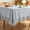 Mantel con borde de volantes, mantel de comedor a cuadros estilo ins simple, rectangular, lavable, resistente al calor, para comedor y cocina, cubierta para mesa de centro