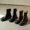 Versión de cuero suave~Botines de tacón alto vintage para mujer, botines Chelsea de punta cuadrada, modelo nuevo 2026 Botas tipo Martin, botas de tacón grueso de ajuste ceñido