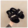 Sapatilhas de Princesa Bonitas, Pantufas de Pelo para Mulheres no Outono e Inverno, Calçado de Exterior com Sola Alta, Novo Estilo Outono e Inverno, Pantufas de Algodão para Casa
