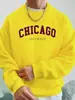Sudadera para Hombre Chicago Illinois Estampado Creativo Cuello Redondo Lana Superior Bolsillo Lateral Sudadera