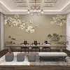 Sala de Chá Decorativa Conceito Artístico Pintura Clássica de Flores e Pássaros Revestimento de Parede Sofá Estudo Parede de Fundo de TV Sala de Estar Revestimento de Parede Pintura Novo Estilo Chinês