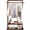 Perchero de Pie de Madera Maciza para Dormitorio, Perchero Sencillo Moderno Estilo Nuevo Chino para Casa de Huéspedes con Almacenamiento, Móvil