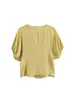 Comercio Exterior Al por Mayor Estilo Europeo y Americano Primavera 2026 Nuevo para Mujer Camisa de Botón Sencillo Cuello Redondo Mangas Cortas Abullonadas Top Casual