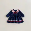 Romper Novo de Menina para a Primavera de 2026 Moda Macacão de Engatinhar Coelho Roupa de Irmã Vestido de Manga Longa Roupa Estilo College