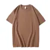 Verano 220g Camiseta Base Pesada de Color Sólido Camiseta de Hombre Top Holgado Camiseta de Manga Corta para Hombre de Algodón Peinado Grueso