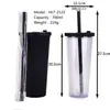 Copo de Água de Camada Dupla Personalizado 16Oz/24Oz/32Oz Copo com Canudo Copo de Plástico Simples Copo de Presente