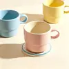 Tazas apilables de cerámica de colores pastel, sencillas y creativas, tazas de café para la oficina, vasos de agua de alto valor, regalos personalizables