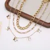 Joias Transfronteiriças Europeias e Americanas Nova Moda Metal Borboleta Colar Multicamadas Corrente Grossa Corrente da Clavícula Decoração Versátil Joias Femininas