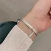 Pulsera Xiangyun Ping An Xi le para mujer, estilo chino de nicho para jóvenes, pulsera de cobre blanco plateado, pulsera sólida de empuje y extracción