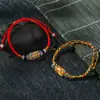 Pulsera de cordón rojo año de nacimiento tejida a mano hilo de oro seis palabras pulsera real para hombres y mujeres estilo étnico poliéster joyería mangying