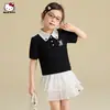 Conjunto de Verão para Meninas 2026 Novo Estilo para Crianças Maiores, Gola Polo Color Block, Conjunto Elegante de Duas Peças