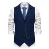 Amazon 2026 novo colete masculino de tweed espinha de peixe, lapela retrô, detalhe de corrente de cavalo, colete masculino