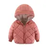Abrigo acolchado de algodón para niños de otoño e invierno, abrigo grueso con capucha para niños y niñas, chaqueta acolchada de algodón estilo coreano para niños, ropa corta para niños