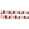 30 Peças de Unhas Portáteis Feitas à Mão em Formato de Amêndoa Transfronteiriças para o Dia dos Namorados, Peças de Unhas Portáteis com Arte de Unhas de Bolinhas e Coração Rosa