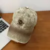 Gorra de Béisbol Lavada con Bordado de Letras Tie-Dye Estilo Retro Americano para Mujer, Gorra de Pico Desgastada Estilo Coreano Sombrero de Sol para Hombre