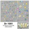 Nuevas pegatinas para uñas Redanco 5D con diseño de concha de flores de primavera, con relieve, tridimensionales, Dr-1002