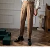 Pantalones casuales rectos de cintura media-alta para hombre, estilo retro británico, combinables, primavera y otoño de 2024