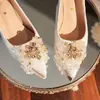 Zapatos de Novia Franceses, Zapatos de Perlas para Uso Diario, Zapatos de Salón Modernos 2025, Zapatos de Vestir de Tacón Grueso, Zapatos de Tacón Medio, Zapatos de Boda Franceses para Mujer