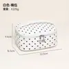 Nova Bolsa de Maquiagem de Mão de Couro PU com Bolinhas Grande Capacidade Impermeável Dividida Portátil para Viagem Bolsa de Higiene Pessoal Bolsa de Armazenamento de Cosméticos